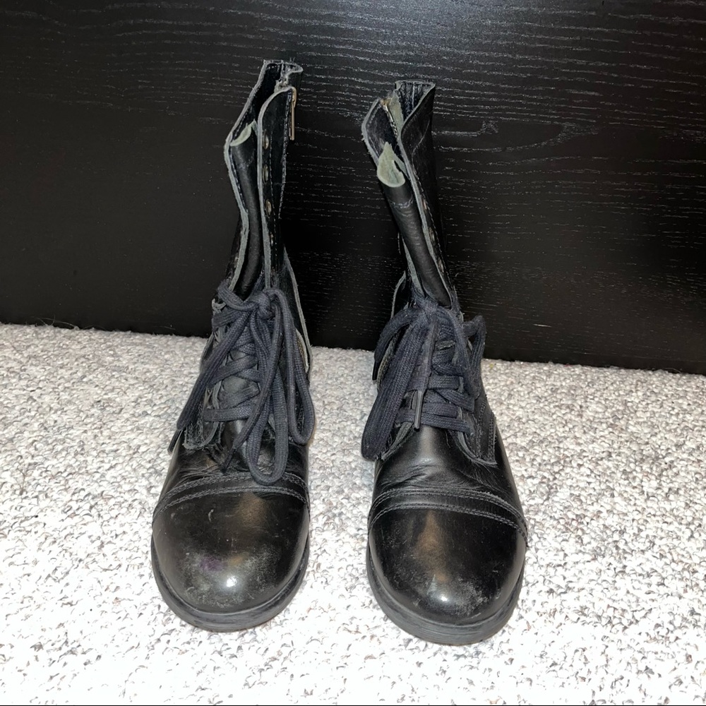 Steve Madden Troopa Black Leather Combat Boots